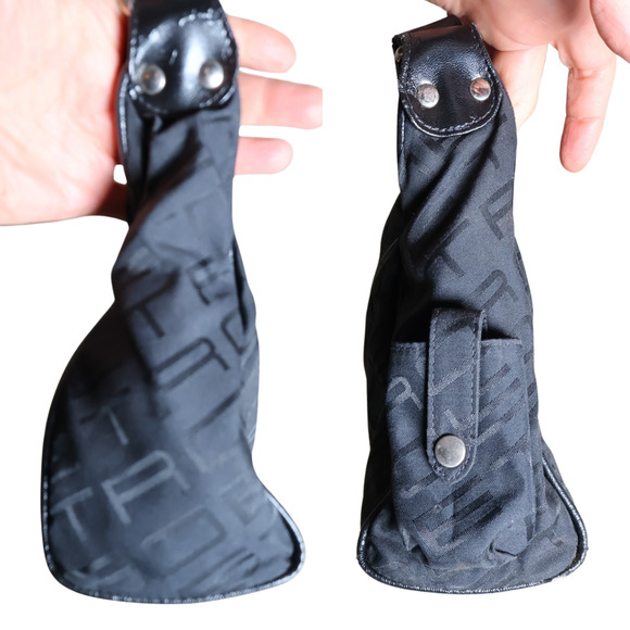 ETRO Black Hobo Purse Shoulder Bag Monogram Canvas w/ Patent Leather Strap Italy - Picture 5 of 9